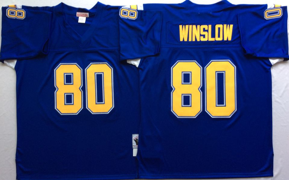 Men NFL Los Angeles Chargers #80 Winslow purple Mitchell Ness jerseys